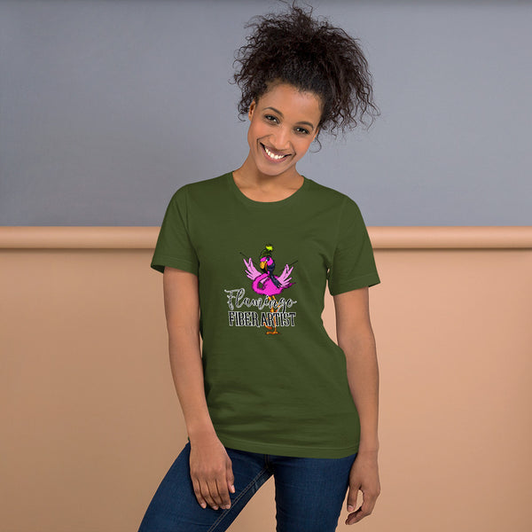 "Flamingo Fiber Artist" Short-Sleeve Unisex T-Shirt
