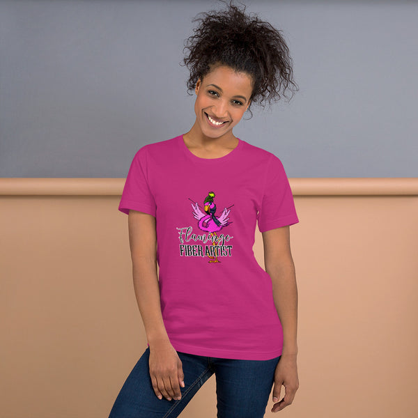 "Flamingo Fiber Artist" Short-Sleeve Unisex T-Shirt