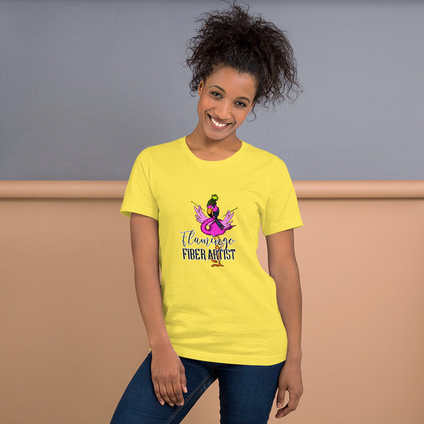 "Flamingo Fiber Artist" Short-Sleeve Unisex T-Shirt