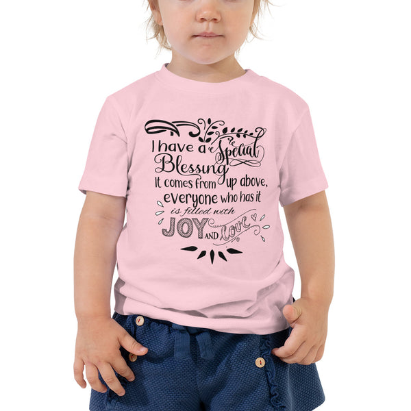 "I Have a Special Blessing" Toddler Short Sleeve Tee (Black Text)