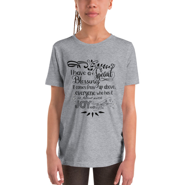 "I Have a Special Blessing" Youth Short Sleeve T-Shirt (Black Text)