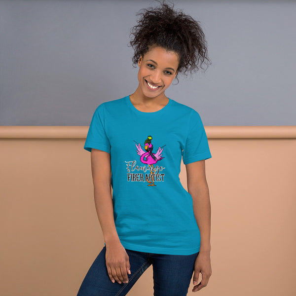 "Flamingo Fiber Artist" Short-Sleeve Unisex T-Shirt