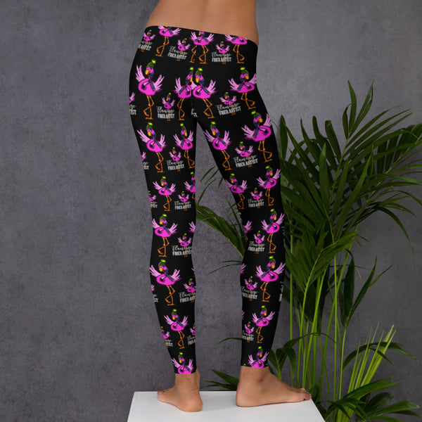 Flamingo Fiber Artist Black Leggings - Ladies' Sizes XS, S, M, L, XL