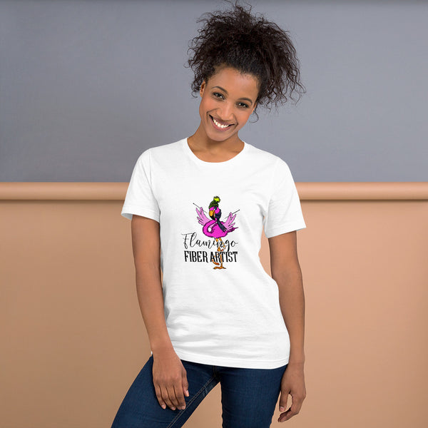 "Flamingo Fiber Artist" Short-Sleeve Unisex T-Shirt