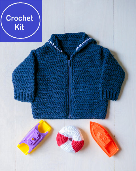 Crochet Kit for Baby Sailor Crackerjack Sweater and Lifesaver Baby Rattle