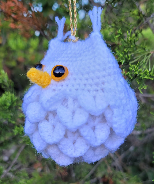 Crochet Pattern Owl Christmas Ornament, Crocodile Stitch Owl Crochet Pattern