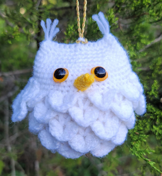 Crochet Pattern Owl Christmas Ornament, Crocodile Stitch Owl Crochet Pattern