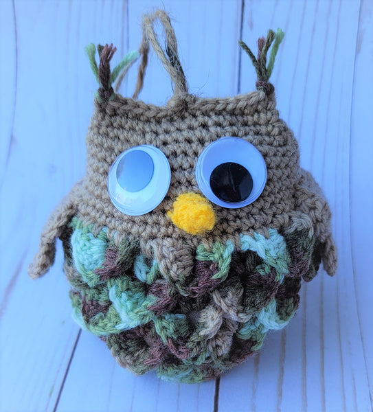 Crochet Pattern Owl Christmas Ornament, Crocodile Stitch Owl Crochet Pattern