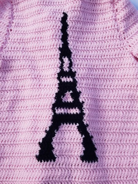 Eiffel Tower Tween Sweater Crochet Pattern, Paris Sweater Crochet Pattern