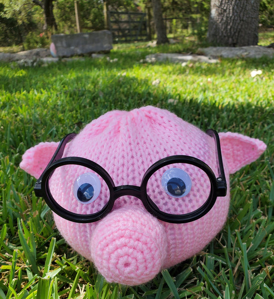 Pig Eyeglass Holder - Handmade with Polyester Yarn