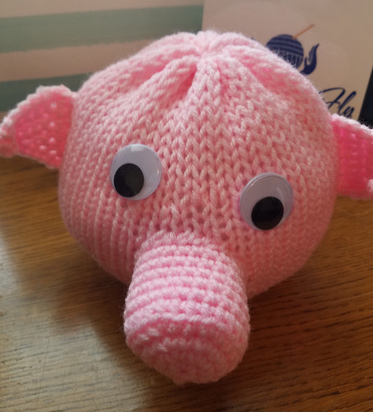 Pig Eyeglass Holder - Handmade with Polyester Yarn