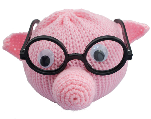 Pig Eyeglass Holder - Handmade with Polyester Yarn