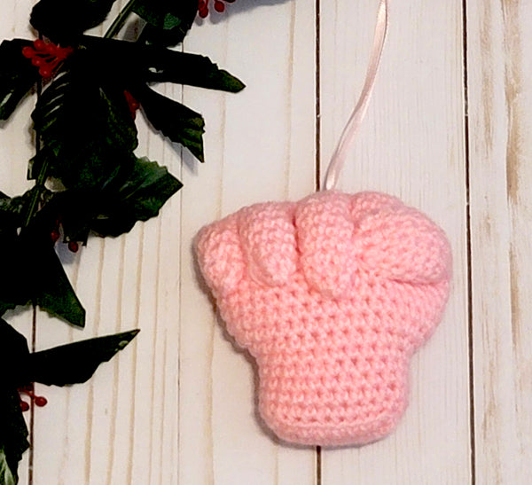 Pink Power Fist Christmas Tree Ornament Crochet Pattern