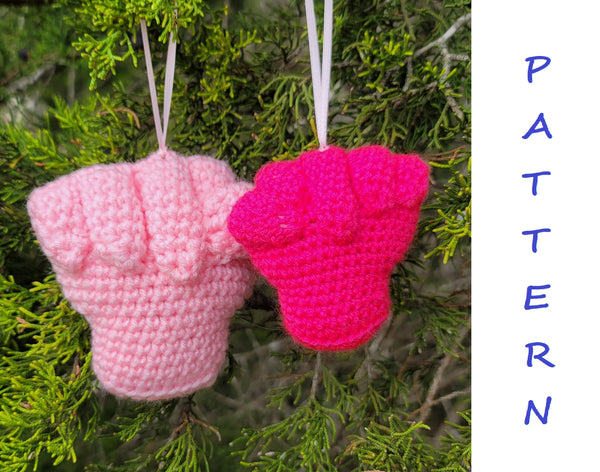 Pink Power Fist Christmas Tree Ornament Crochet Pattern