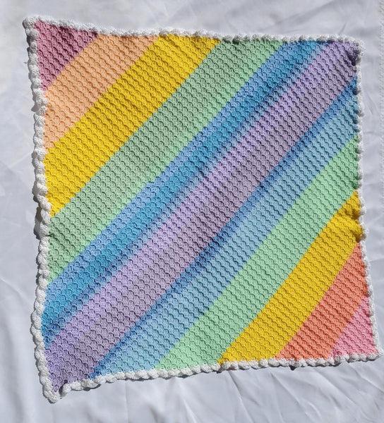 Rainbow Baby Blanket, Handmade Crochet