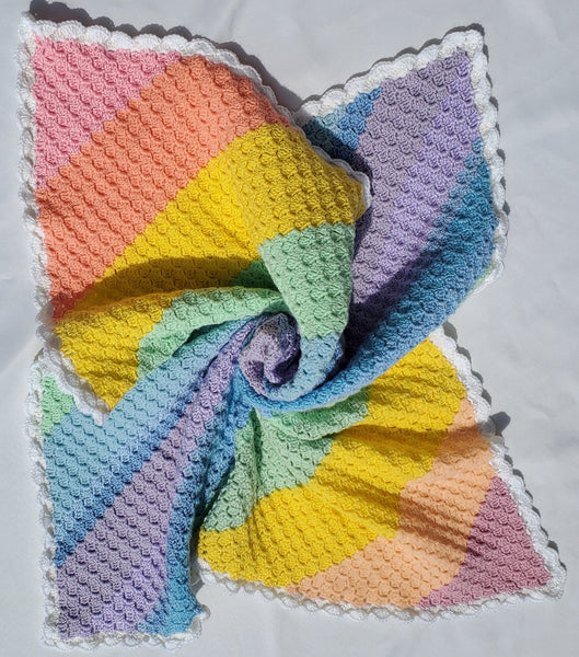 Rainbow Baby Blanket, Handmade Crochet