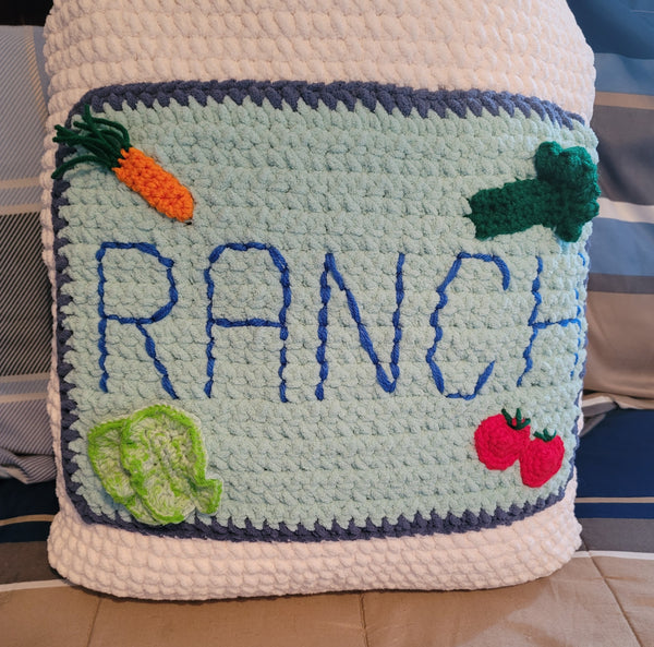 Ranch Dressing Pillow Crochet Pattern With Blanket Yarn