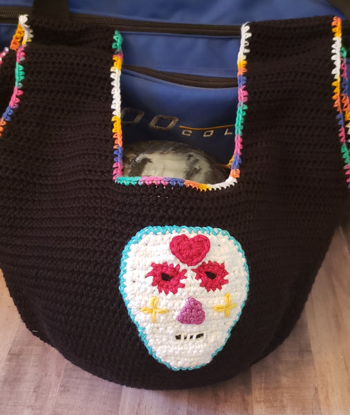 Sugar Skull Bowling Ball Bag Crochet Pattern or Market Bag Crochet Pattern