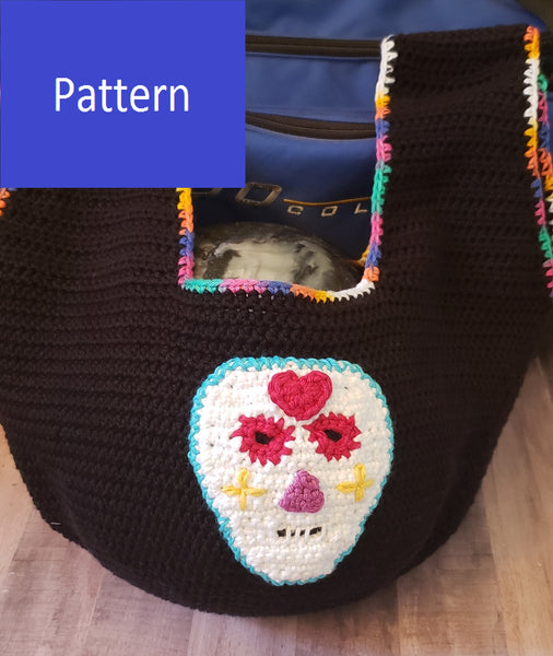 Sugar Skull Bowling Ball Bag Crochet Pattern or Market Bag Crochet Pattern