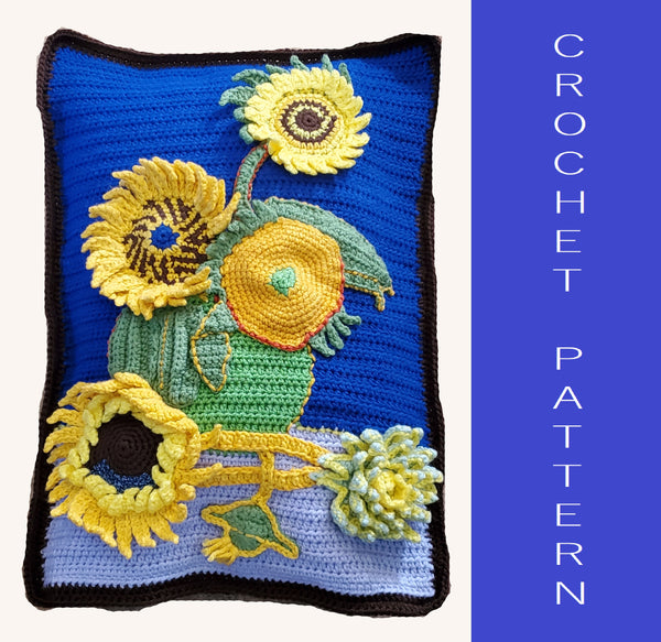 Sunflower Decorative Crochet Pattern - Van Gogh's Sunflowers Recreation, Crochet Pattern