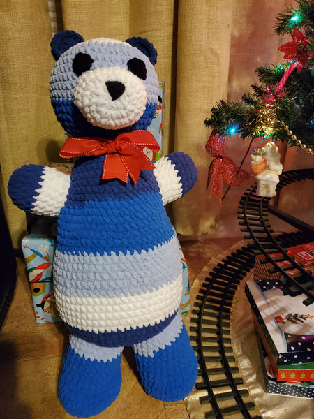 Blanket Yarn Teddy Bear Crochet Pattern - Christmas Bear Crochet Pattern