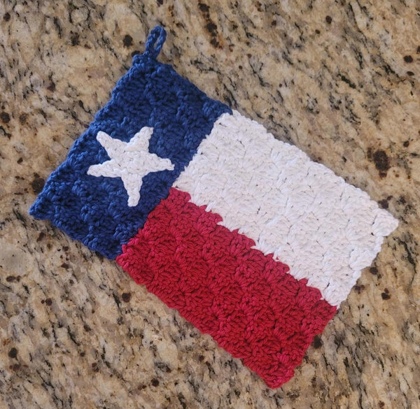 C2C Crochet Pattern, Texas Flag Potholder