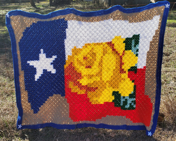 Yellow Rose of Texas Corner-to-Corner (C2C) Blanket Crochet Pattern