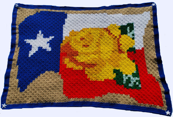 Yellow Rose of Texas Corner-to-Corner (C2C) Blanket Crochet Pattern