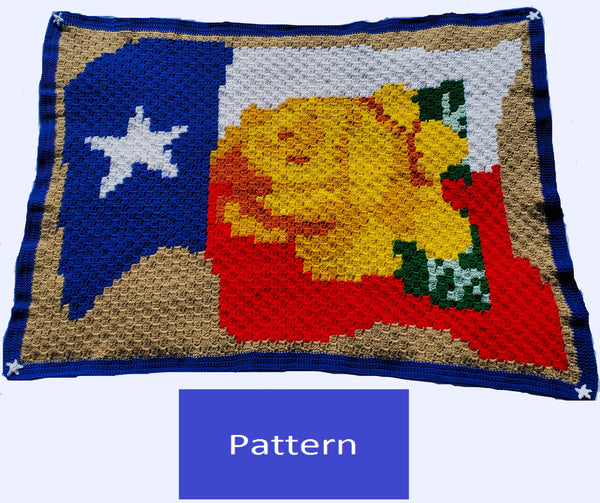 Yellow Rose of Texas Corner-to-Corner (C2C) Blanket Crochet Pattern