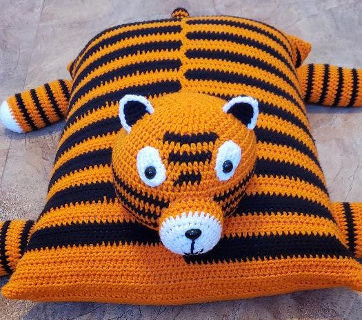 Tiger Pillow Sham Crochet Pattern, Instant PDF Download