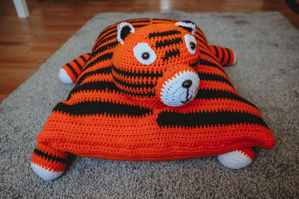 Tiger Pillow Sham Crochet Pattern, Instant PDF Download