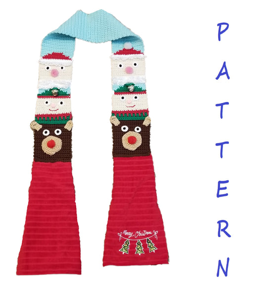 Christmas Totem Pole Kitchen Boa Crochet Pattern - Reindeer, Elf, and Santa Claus