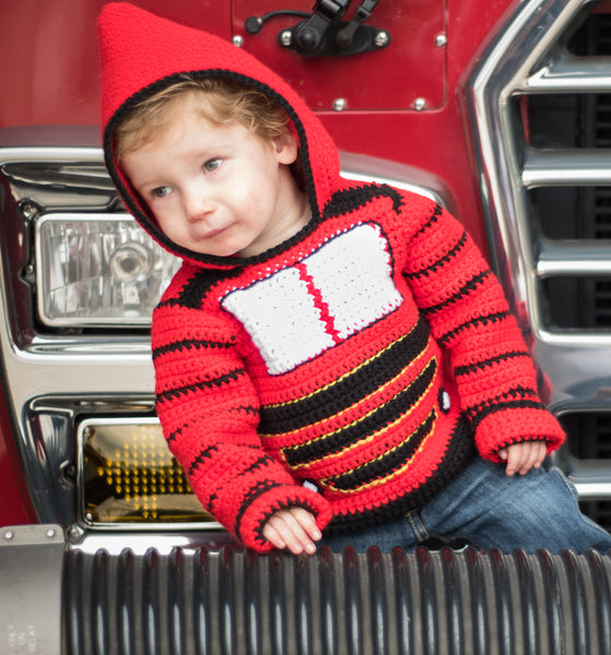 Train Engine Toddler Hoodie Crochet Kit - Sizes 2 and 4 - Hoodie Zips up the Back