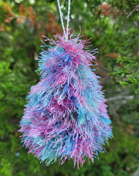 Crochet Pattern Pastel Christmas Tree Ornament, Eyelash Yarn Christmas Tree Decoration