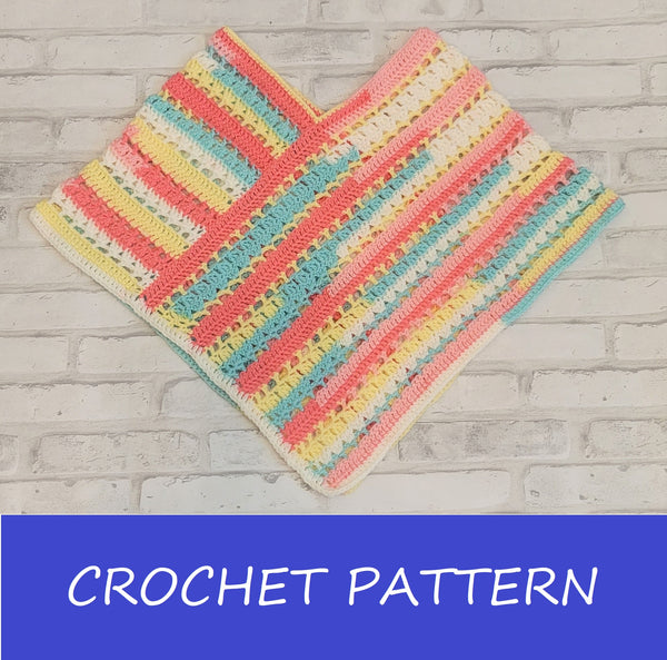 Crochet Pattern Tutti Frutti Girl's Poncho, Girls Fashion Poncho