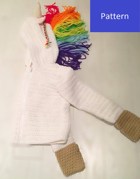 Unicorn Hoodie Crochet Pattern - Children's Sizes 4, 6, and 8