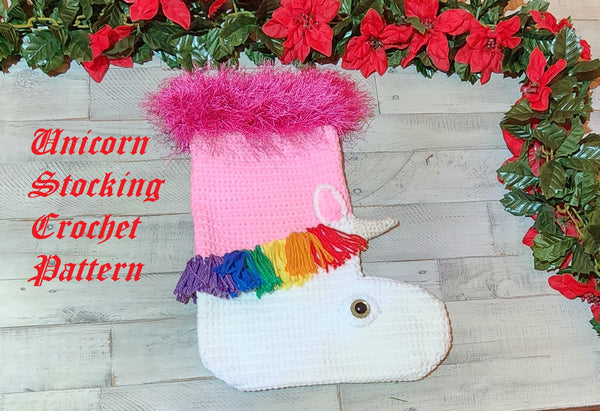 Unicorn Stocking Crochet Pattern