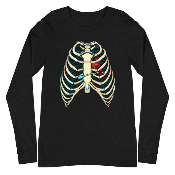 Long Sleeve Black Tshirt, Heart of a Hooker, Halloween Costume for Crocheter
