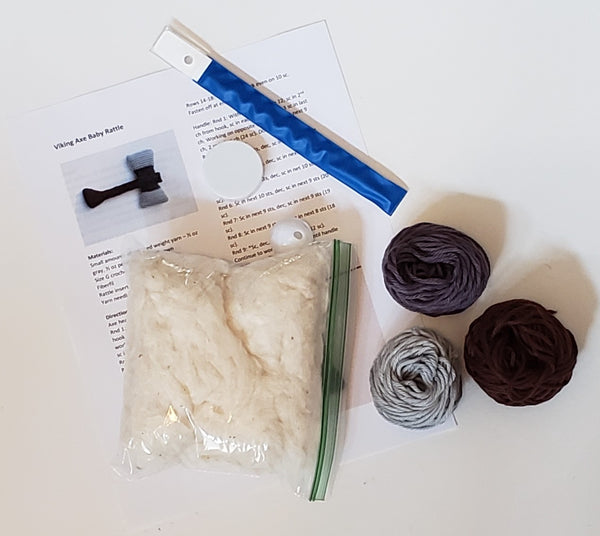 Viking/Renaissance Axe Baby Rattle Crochet Kit