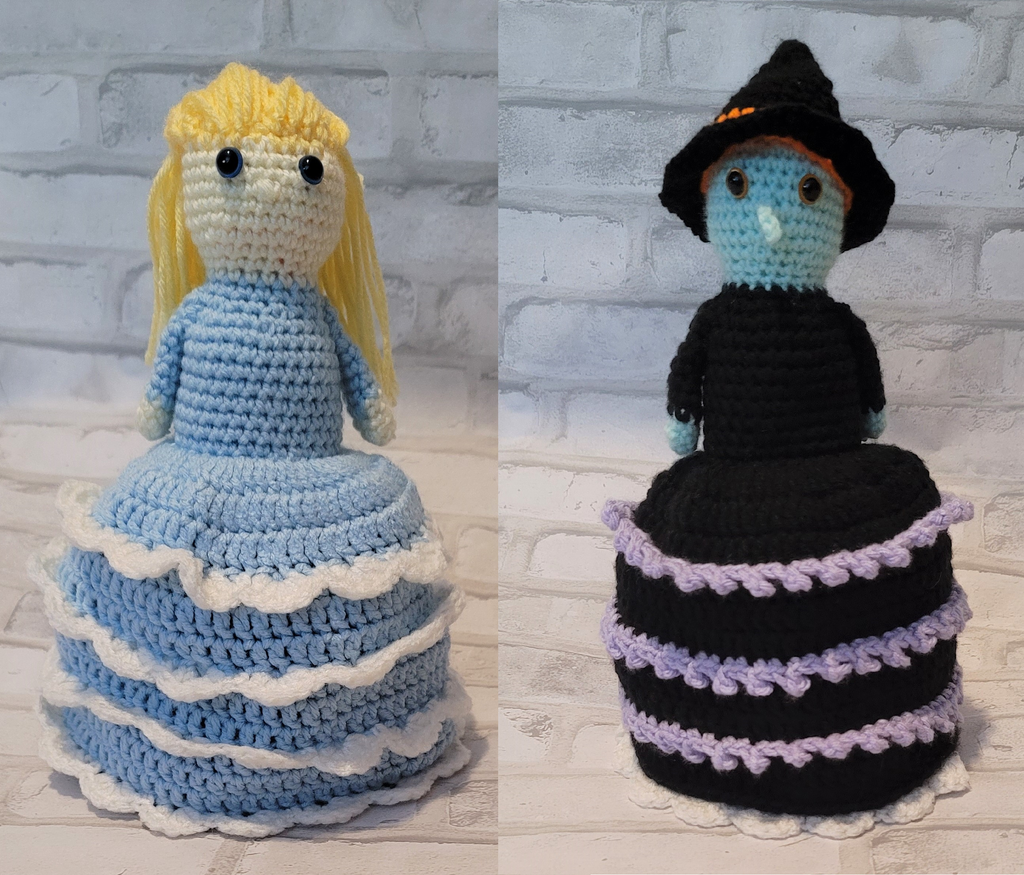 Crochet Pattern Good Witch Bad Witch Topsy Turvy Doll Halloween