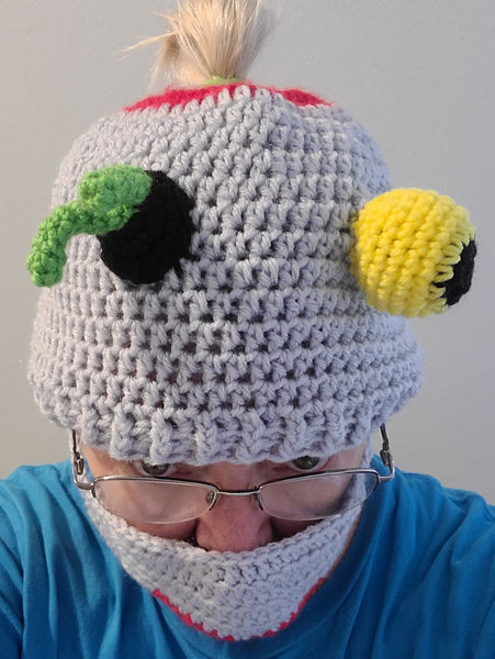 Zombie Messy Bun Hat Crochet Pattern with Snaggle-Tooth Face Mask Pattern